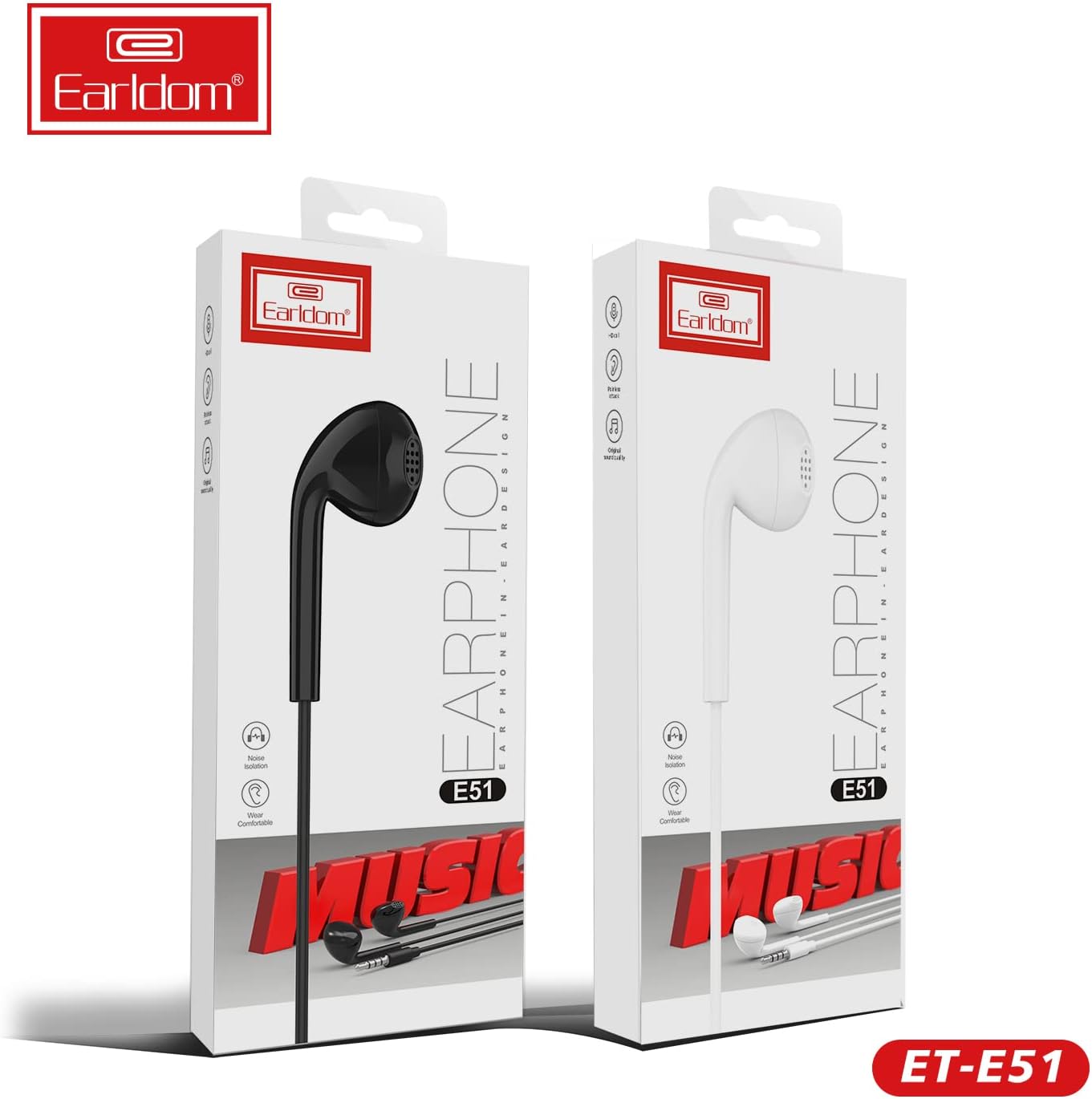 Earldom 3.5mm Wired Earphones E51 White